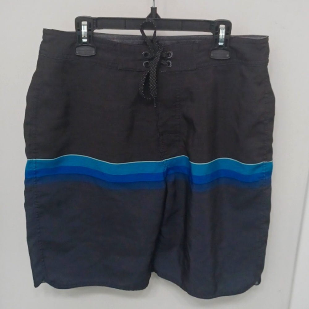 Rip Curl Boardshorts Mens 29 Black Blue Stripe Back Pocket